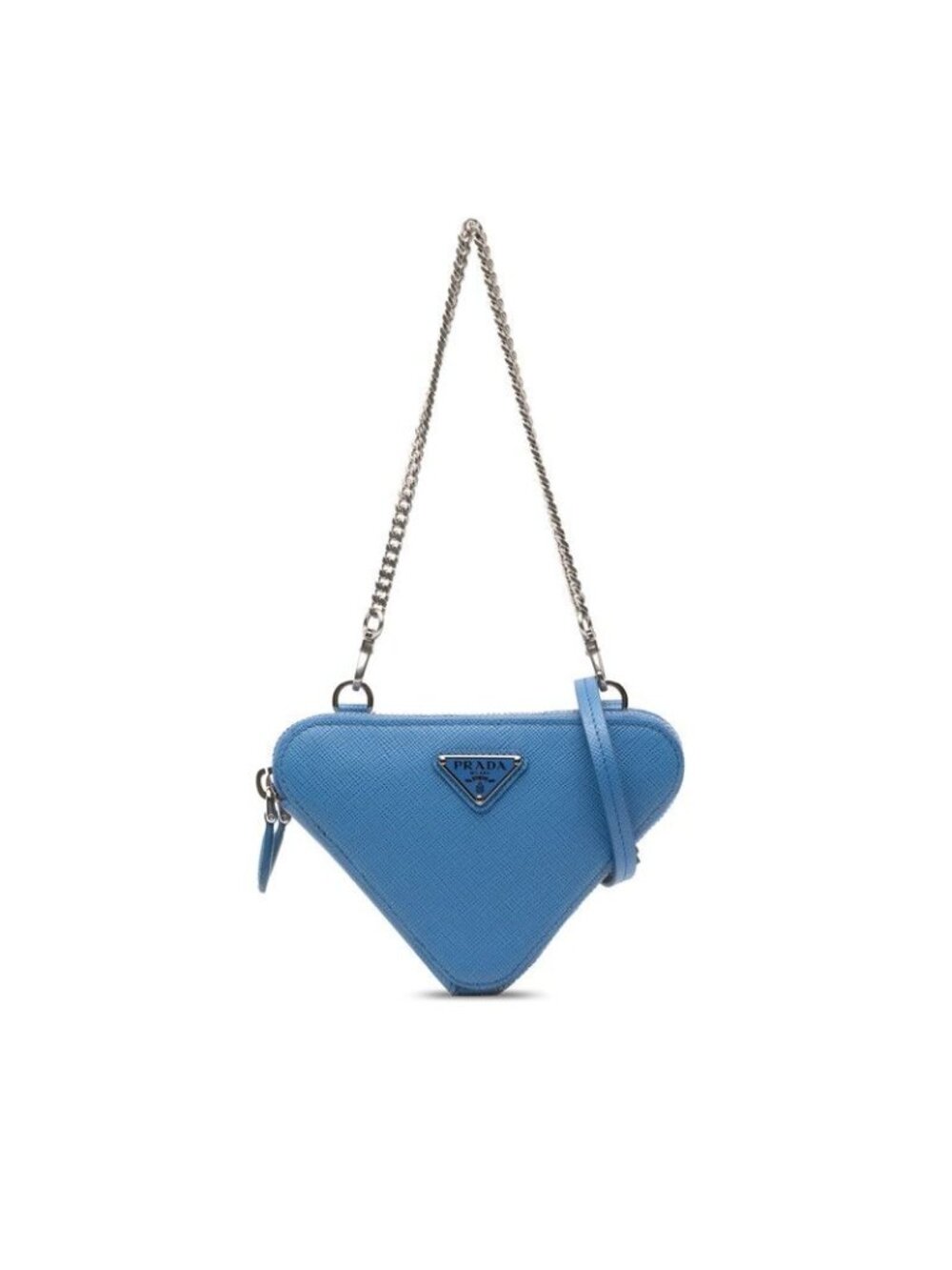 Prada Chain 2-Way Shoulder Bag Blue Saffiano Leather